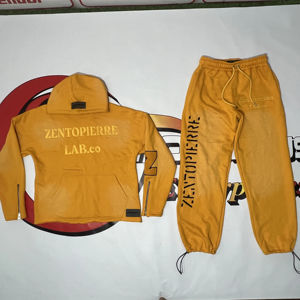 Ensemble de pantalons de survêtement à capuche unisexe pour hommes Streetwear survêtements délavés à l'acide avec broderie Winter Essentials - Product Image 1