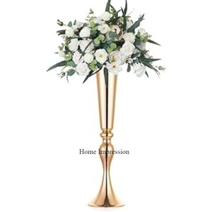 Calidad y diseño exclusivos de aluminio fundido Diseñador de arte creativo moderno Aspecto elegante Color plateado Jarrones de trompeta pulidos brillantes - Product Image 3