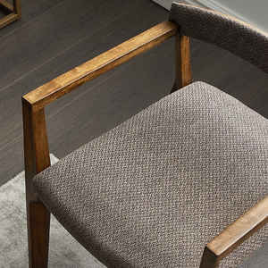 Sillas de comedor de madera maciza de buen diseño para restaurante Hotel tela brazo de cuero Silla de comedor silla de madera oscura nórdica moderna - Product Image 3