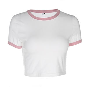 Summer Crop Top T Shirts Sexy Basic Short <b>TShirts</b> Shirts Short Sleeve T-shirt Crop Contrasting Women's Short Sleeve T-shirt - Product Image 6