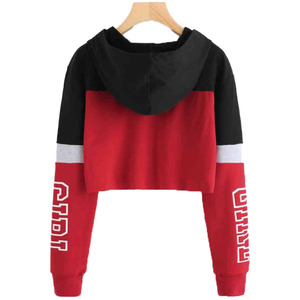 Venta al por mayor de sudaderas con capucha recortadas de mujer con logotipo personalizado Sudadera con capucha de algodón para mujer - Product Image 6