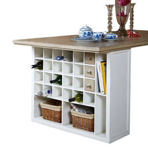 Table de salle à manger de cuisine à domicile au design unique, simple et élégant, fabriquée à la main avec des étagères, en bois de manguier massif, finition blanche et brune - Product Image 5