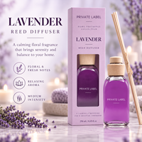 Diffuseur de roseaux à la lavande en marque propre 250 ml |   Parfum d'ambiance floral et relaxant |   Fabricant OEM Espagne