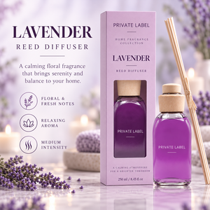 Diffuseur de roseaux à la lavande en marque propre 250 ml |   Parfum d'ambiance floral et relaxant |   Fabricant OEM Espagne - Product Image 2