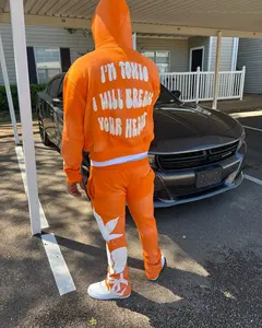 Conjunto Deportivo de Invierno para Hombre, Personalizable con Logotipo, de Felpa Gruesa, con Pantalones Deportivos y Sudadera con Capucha y Cremallera - Product Image 3