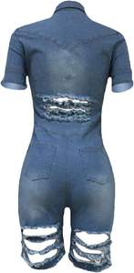 New Women's Denim <b>Suit</b> <b>Shorts</b> Sleeve Lapel Pocket Two Pieces Denim <b>Suit</b> For Online Sale in Reasonable price - Product Image 4