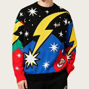 Pull en tricot pour homme, motif dessin animé, 100% coton, coupe ample, léger, de haute qualité, col rond, manches longues, streetwear décontracté pour l'hiver - Product Image 4