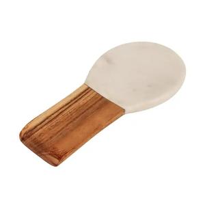 Elegant Acacia <b>Wood</b> and Marble Spoon Rest Holder for Kitchen Countertop and Stove Top Utensil Organization - Product Image 1