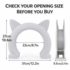 Porte pour chat en PVC, caoutchouc et silicone durable avec logo personnalisé, design de cadre en forme d'oreille de chat, installation facile en DIY, emballage prêt à la vente - Product Image 3