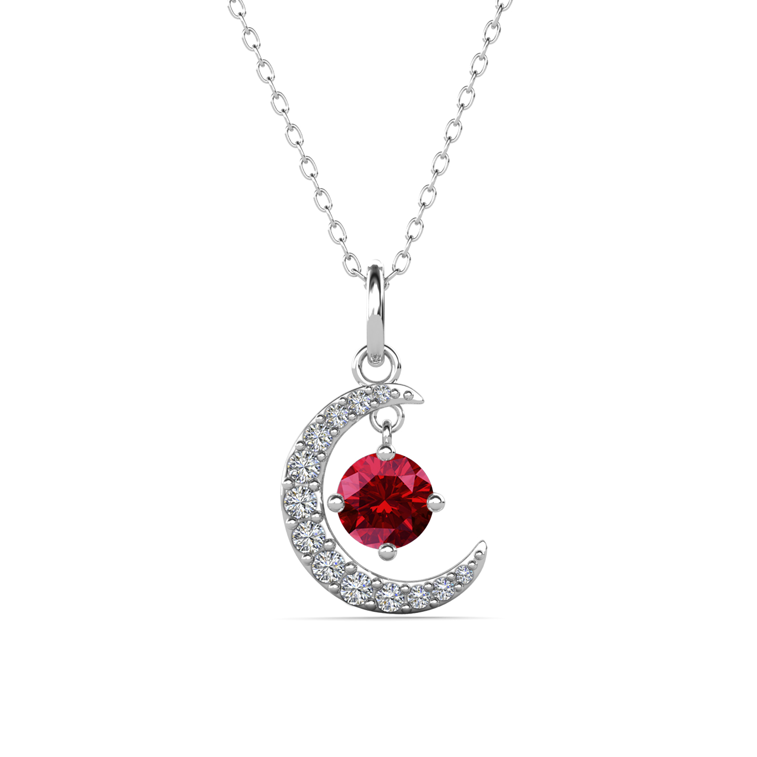 Brass 18k White Gold Plated January Birthstone Necklace