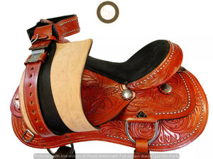 Selle de course de baril en cuir véritable de qualité supérieure Western DD fabriquée à la main légère et confortable Rodeo Performance Riding Show High - Product Image 6