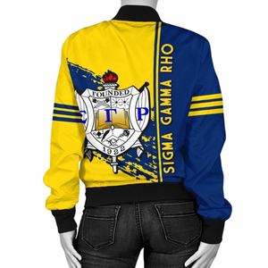 Sigma แจ็กเก็ตผู้หญิงแบบปักลายแกมม่า Rho sgrho ซาตินสีน้ำเงินทอง1922อักษรกรีก - Product Image 2