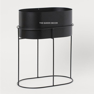 Exclusive Design Iron <b>Metal</b> Oval Shape <b>Black</b> Finish Modern Looking <b>Planter</b> Best Selling Home and Garden Decoration - Product Image 1