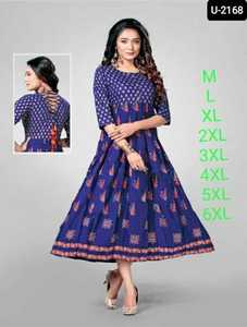 Ropa de estilo étnico pesado para mujer, vestido estampado de aluminio de rayón, estilo Anarkali, ropa informal y de oficina, elegante, Kurtis - Product Image 4
