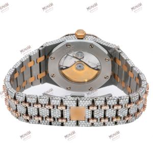 Montre Moissanite entièrement glacée Montre homme automatique avec reflets or rose et lunette octogonale en diamant - Product Image 4