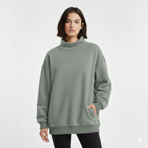 Casual Streetwear Women Oversized Regular Knitted Solid Mockneck Sweatshirt Loose Winter Pullover <b>Top</b> Breathable Front - Product Image 1