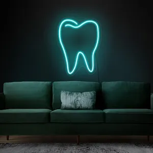 ป้ายไฟนีออน LED แบบกำหนดเองสำหรับร้านค้าดีไซน์โลโก้ธุรกิจไฟ LED สำหรับห้องทำฟันในบ้านสำนักงานแพทย์