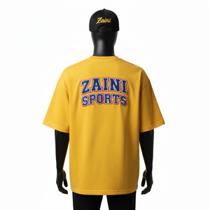 เสื้อยืดทรงบ็อกซี่ ผู้ชาย พรีเมียม ผ้าเจอร์ซีย์คอตตอน 220 GSM เนื้อนุ่ม ระบายอากาศดี สีมัสตาร์ด สกรีนโลโก้ตามสั่ง เสื้อผู้ชาย - Product Image 2