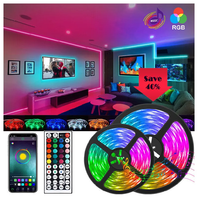 Amazon LED Strip Lights with App SMD 5050 RGB Color Changing Music Sync Control 5m 10m 15m Timer Strip LED for Home Deroation