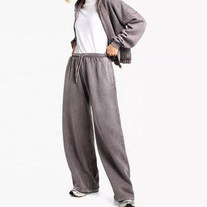 Jogging taille haute avec fermeture éclair, survêtement oversize délavé à l'acide pour femmes, nouveau style, ensemble 2 pièces pour femmes, survêtement délavé à l'acide - Product Image 3