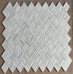 Mosaico de Mármol Blanco Diagonal 3/4, Cuadrado, Pulido/Acristalado, 8mm de Grosor, Resistente al Agua, Ecológico, 5 Años de Garantía, Moderno - Product Image 5