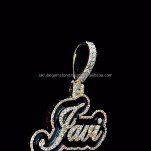 Nouveau design personnalisé pendentif diamant argent 925 breloques émail glacé personnalisé plaqué or rose VVS Moissanite lettre pendentif - Product Image 6