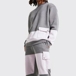 Chándal deportivo informal de diseño personalizado para hombre, chándal para correr con estampado de bloques de color a la moda, chándal de entrenamiento para correr de invierno - Product Image 5