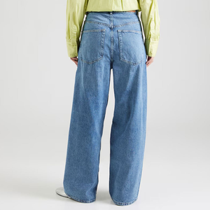 Pantalones vaqueros informales de verano para mujer al por mayor, pantalones holgados de pierna ancha y recta, ropa de calle de cintura media, tela de lona para invierno - Product Image 2