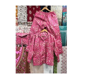 ชุดนอนผ้าฝ้ายแท้พิมพ์ลายดอกไม้โบฮีเมียน, ชุดนอนสไตล์อินเดียผ้านุ่มเข้ากันกับดอกไม้ฤดูร้อน - Product Image 1