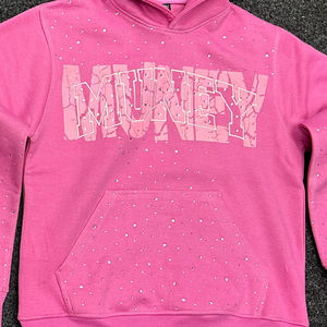 100% coton 400 GSM poids lourd à capuche blanc hommes pull à capuche Vintage hiver plein strass sweats à capuche - Product Image 4