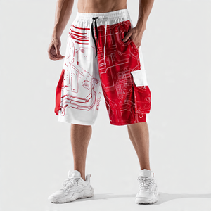 Pantalones cortos holgados Cargo para hombre, pantalones cortos de lana con cintura alta y cordón, ropa de calle para hombre, pantalones cortos Cargo para correr para hombre - Product Image 4