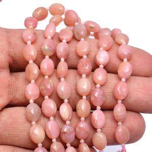 Piedras preciosas de ópalo rosa peruano natural, cuentas ovaladas lisas de 7x9 mm, ópalo raro, piedras semipreciosas sueltas para la elaboración de joyería. - Product Image 6
