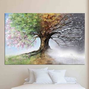 Toile imprimée avec motif d'arbre des quatre saisons : Décoration murale moderne, TOILE ENVELOPPEE - Product Image 1