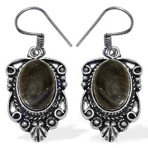 Pendentif/boucles d'oreilles en argent 925 pour femmes avec pierre ovale (quartz/perle/diamant) - Bijoux de mariage/fête - Product Image 3