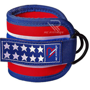 Custom Logo Lightweight Neoprene Padded Ankle Straps D-Ring Adjustable Unisex Gym Cable Machines Workout Support Cotton Leather - Product Image 3