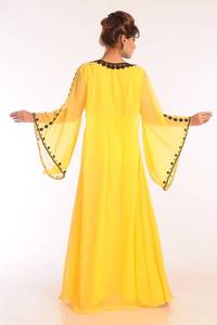 Yellow georgette embroidered stitched islamic <b>kaftans</b> - Product Image 5