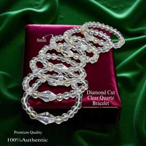 Bracelets de perles de quartz en cristal clair taillé en diamant, pierre semi-précieuse polie pour l'artisanat spirituel Feng Shui, vente en gros - Product Image 5