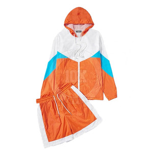 Custom logo Training Wear 2025 Custom Logo Reflective Design Windbreaker <b>Track</b> Shorts <b>Jacket</b> Nylon Tracksuit Short Set <b>For</b> <b>Men</b> - Product Image 2