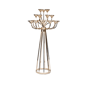 Grand candélabre de pièce maîtresse de couleur or rose avec candélabre en aluminium à 4 bras de qualité supérieure pour la meilleure vente - Product Image 3