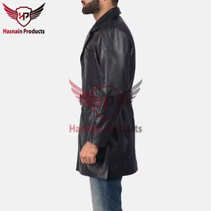 Chaqueta de Cuero Genuino de Alta Calidad para Hombre, Fabricación Premium, Cierre de un Solo Botón, Abrigo de Invierno con Relleno de Plumón de Ganso Gris al 70% - Product Image 4
