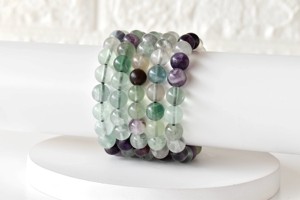 Natural Hand Polished Multi Fluorite 8mm Round <b>Healing</b> Crystal <b>Bracelet</b> For Meditation Jewelry - Product Image 2