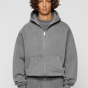 Custom Streetwear Zip Hoodie for Men Drop Shoulder Heavyweight Fleece Jacket with Logo OEM/ODM Bulk Orders Accepted - Product Image 6