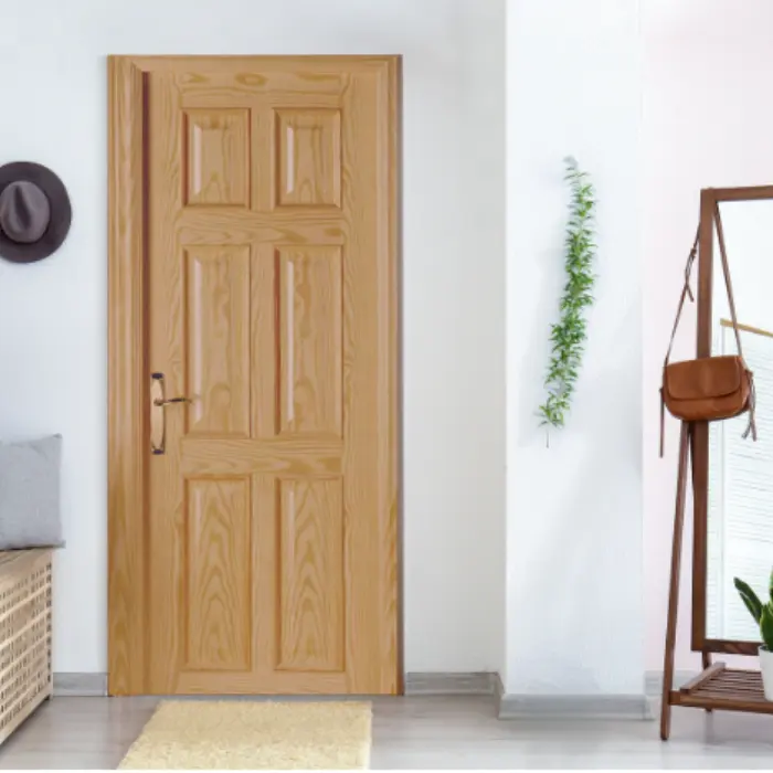 Kualitas terbaik Spanyol kayu gaya tradisional pintu internal veneer pinus klasik manik-manik mengkilap dan pintu padat untuk rumah
