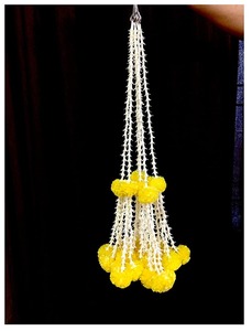 Haute artificielle Marigold moelleux fleurs cloche Tuberoses Rajnigandha guirlandes en grappes cordes Haldi Pooja pendaison de crémaillère toile de fond - Product Image 5