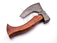 Handgefertigte Damaszener Stahl Doppelklingen-Tomahawk-Axt Eschenholzgriff Maßgefertigte Lederscheide 10 Zoll Lang Outdoor