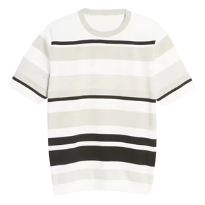 เสื้อยืดกีฬาผ้าฝ้ายพิมพ์ลายแบบกำหนดเองสำหรับผู้ชายกางเกงเล่นยิมลำลองมีแถบสีดำและโลโก้ - Product Image 1