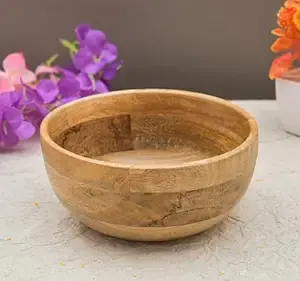 Wooden bowl handcrafted natural <b>wood</b> six inch serving bowl <b>rustic</b> kitchen decor salad fruit <b>dining</b> <b>table</b> centerpiece home - Product Image 4