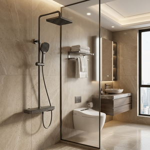 Basin Faucet 66206B Chrome Single Lever Wall Mount Stainless Steel ABS Metered Rainfall Spray Bathroom Modern Design - Product Image 1