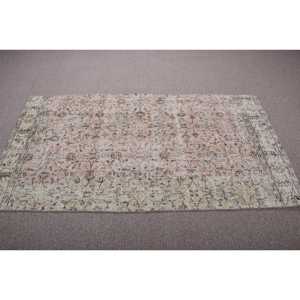 พรมตุรกีขนาด 3.6x6.7 ฟุต สีชมพูลายทาง วินเทจ ทำจากขนสัตว์ - Product Image 3