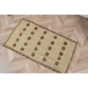 1.8x3.2 ft Kilim Vintage Rug, <b>Brown</b> Persian Turkish Rug <b>Wool</b> - Product Image 5